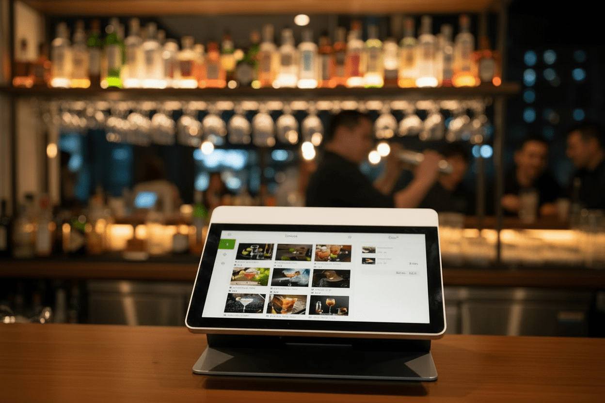 Kassensystem mit dem ein Mitarbeiter arbeitet